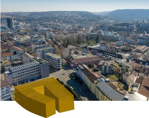 Visualisierung "Goldstück" im Stadtbild von Pforzheim