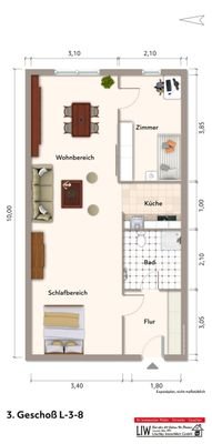 Grundriß, möbliert
