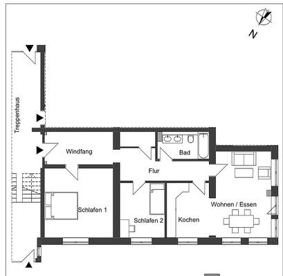 Wohnung 92 m2, € 1370,- warm