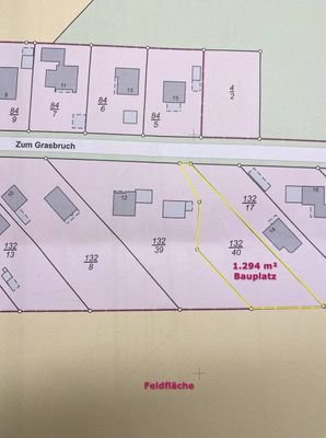 Lageplan u. Bauplatz in gelber Umrandung