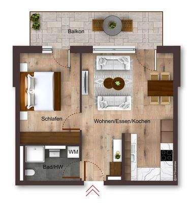 Grundriss 2 Zimmer Wohnung 