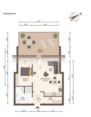 Grundriss Wohnung 8 - DG