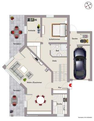 Erdgeschoss und Zwischenebene