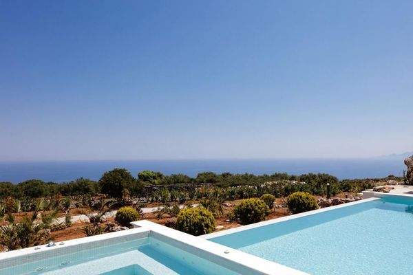 Kreta, Kefalas: Erstaunliche Steinvilla mit Meerblick und Pool zu verkaufen