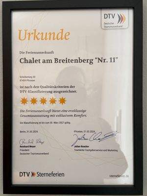 Urkunde Chalet Breitenberg