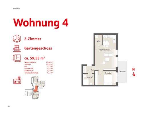Grundriss Wohnung 4 Gartengeschoss