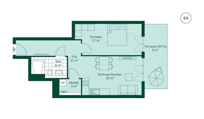 Grundriss der Eigentumswohnung  im Projekt Quittenknick
