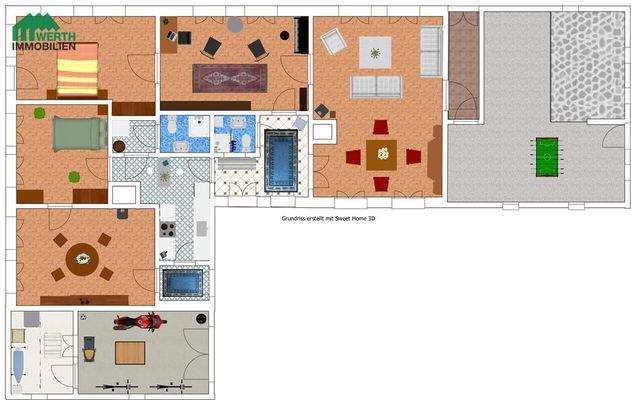 Grundriss-Skizze mit Möbeln