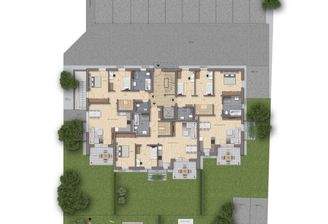 Außenanlagenplan mit Stellplätzen und Carports