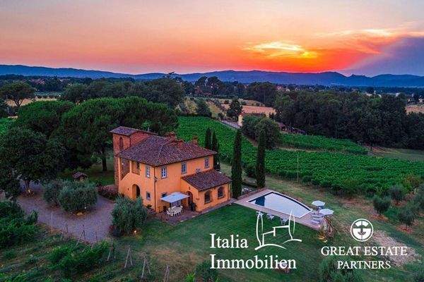 Schöne helle Villa in herrlicher Lage mit Türmchen, Pool, Weinberg und Olivenhain