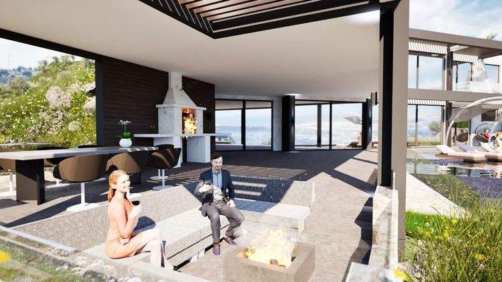 Kreta, Malaxa: Neubau-Projekt! Villa am Hang mit Panoramablick auf die Souda-Bucht zu verkaufen