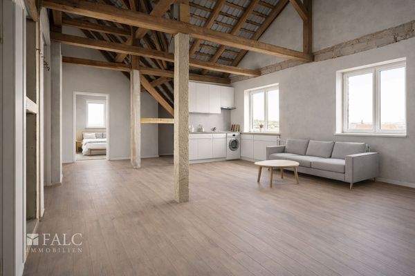 Dachgeschoss Variante - Mögliche Gestaltung nach Renovierung (KI-Visualisierung)