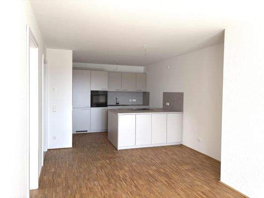 Blick auf Einbauküche