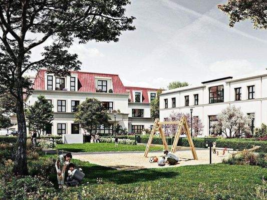 Palais Stahnsdorf Innenhof mit Kinderspielplatz un