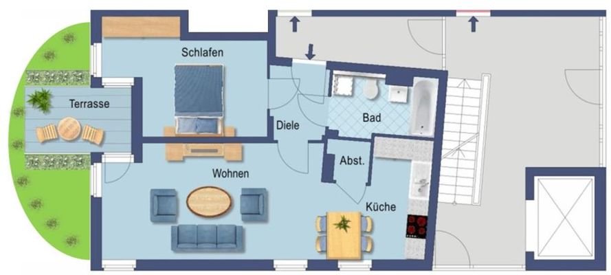Grundriss inkl. Gartenanteil