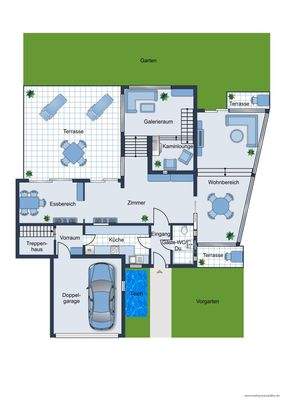 Grundrissskizze der Hauses - Erdgeschoss - nicht maßstabsgetreu - Möblierung dient lediglich der Veranschaulichung und ist teilweise nicht Bestandteil der Immobilie