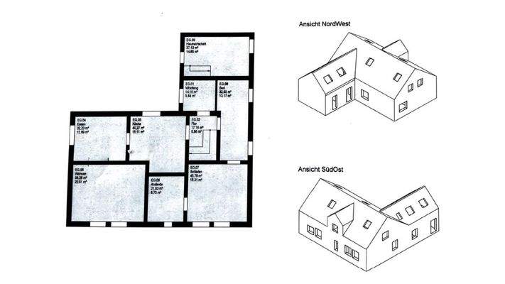 Erdgeschoss und Ansichten