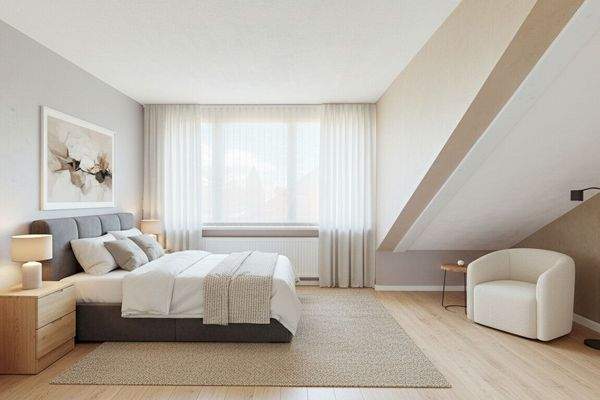 Wohnbeispiel Schlafzimmer DG - mit KI eingerichtet