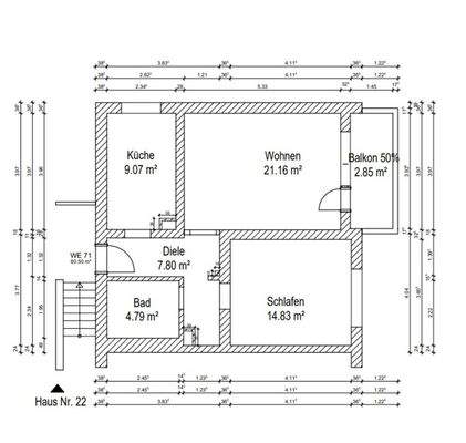 Grundriss Skizze WE 71