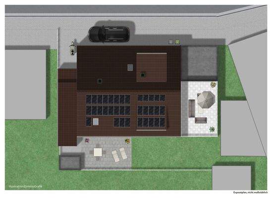 Solaranlage – Flächenaufteilung aus der Luftperspektive