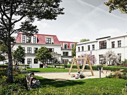 Palais Stahnsdorf Innenhof mit Kinderspielplatz un
