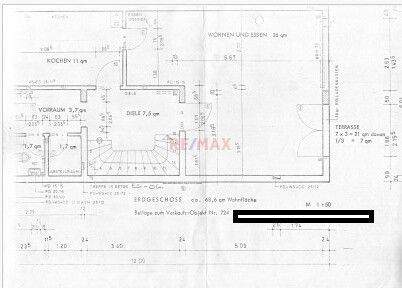 Erdgeschoss bemaßt geschwärzt
