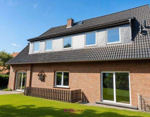 Gartenseite mit Kellertreppe