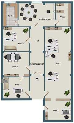 Kaiser-Wilhelm-Straße 17, Bürofläche, 1. OG hinten, Grundriss Exposé