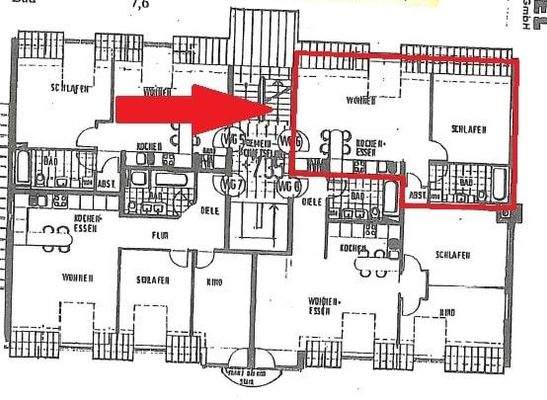 Grundriss mit Markierung