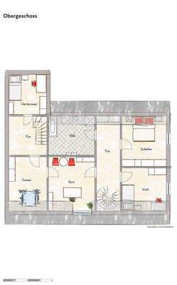 Grundriss Obergeschoss, beispielhaft