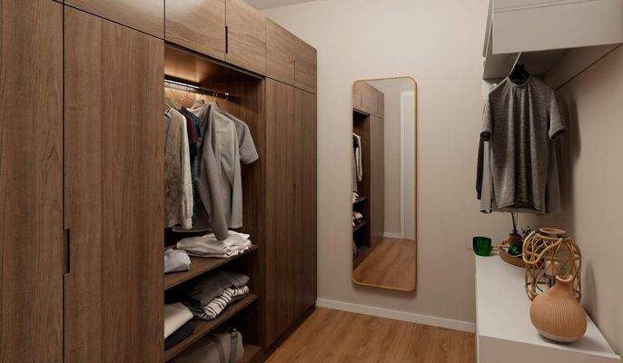 Praktische Ankleide direkt am Schlafzimmer