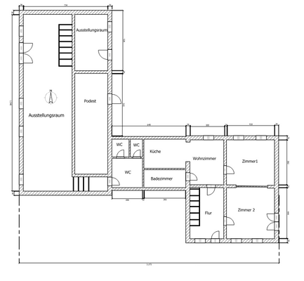 Grundriss Gewerbe + Wohnhaus EG
