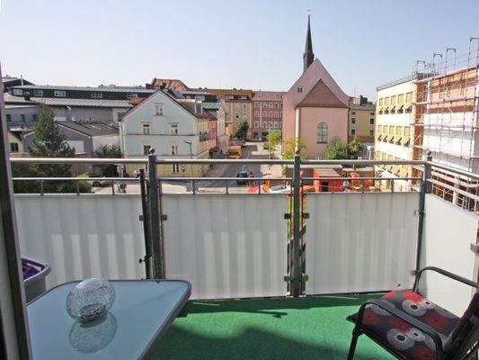 Blick vom Balkon in die Stadtmitte