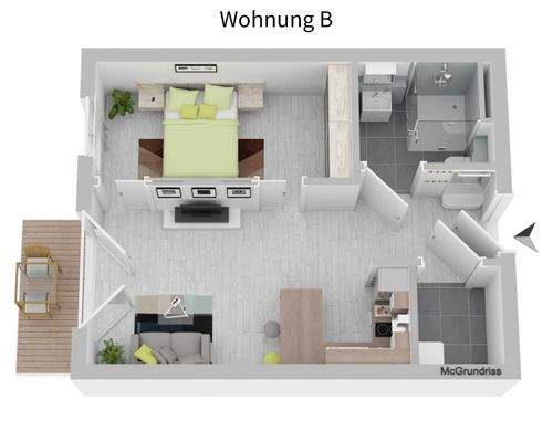 1 Raum-Wohnung