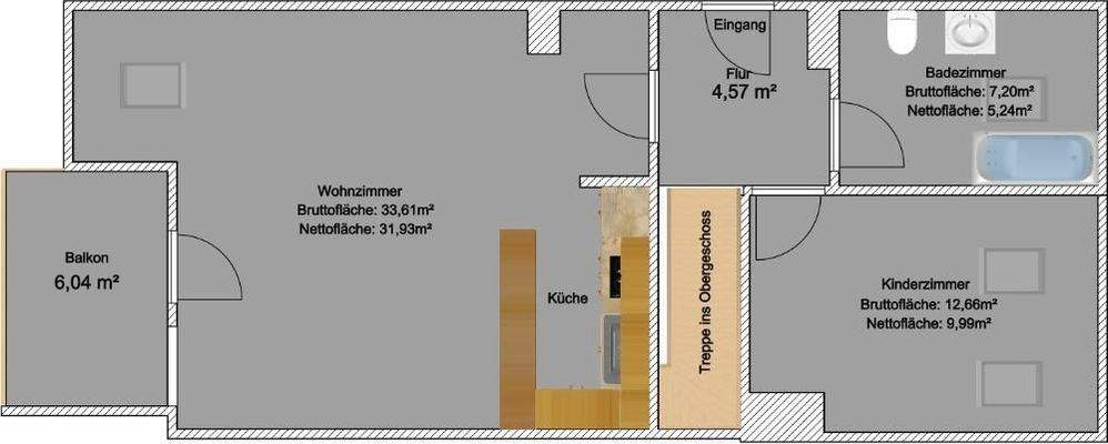 Grundriss unterer Wohnbereich