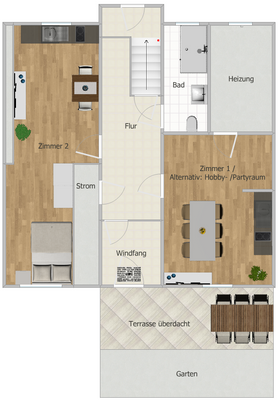 Grundriss EG mit Terrasse