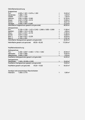 Wohn- und Nutzflächenberechnung