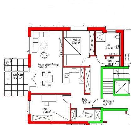 Grundriss EG Whg 3 Haus A