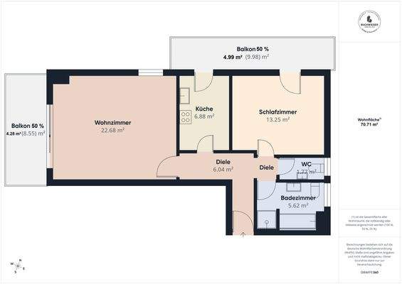 Wohnungsgrundriss 70m²