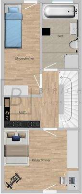 OG. Bitte beachten Sie, dass der dargestellte Grundriss nicht maßstabsgetreu ist und lediglich der Orientierung dient.