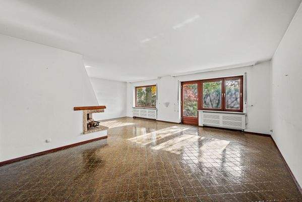 Wohnzimmer mit Blick in den Garten