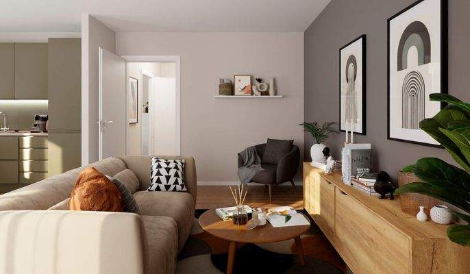 Heller Wohnbereich dank bodentiefer Fenster