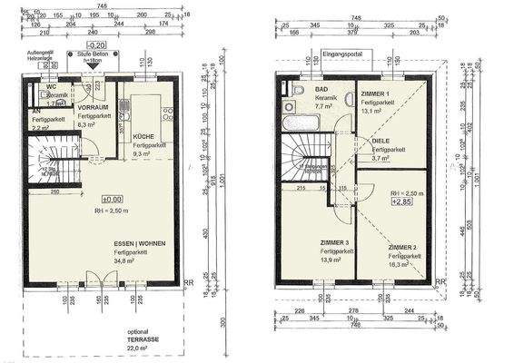 Grundriss Skizze Erdgeschoß und Obergeschoß