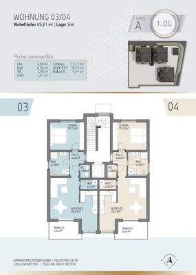 Grundriss Haus A Whg 3 und 4