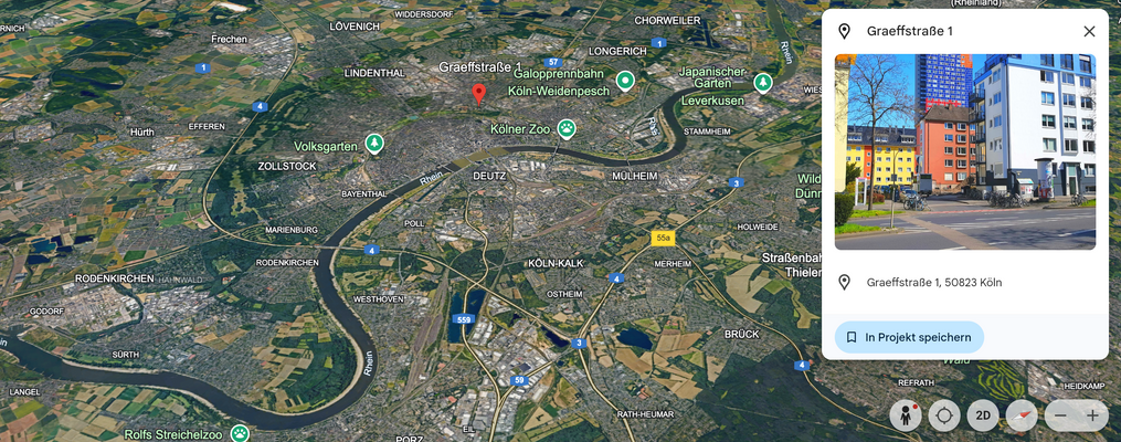 Google Earth, Graeffstraße 1 in Köln