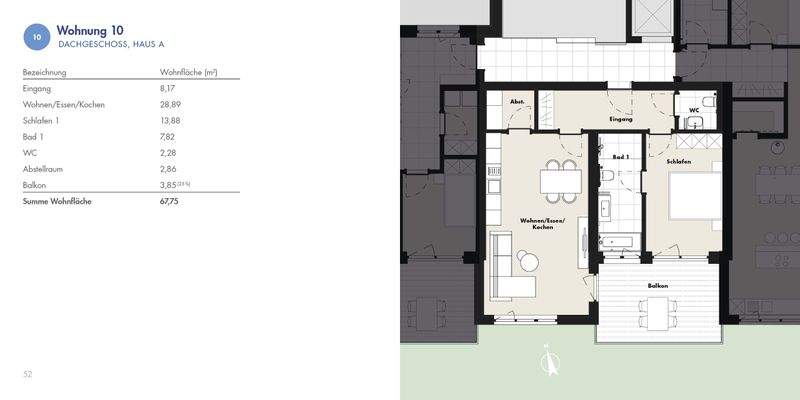 Grundriss und Wohnfläche Whg 10