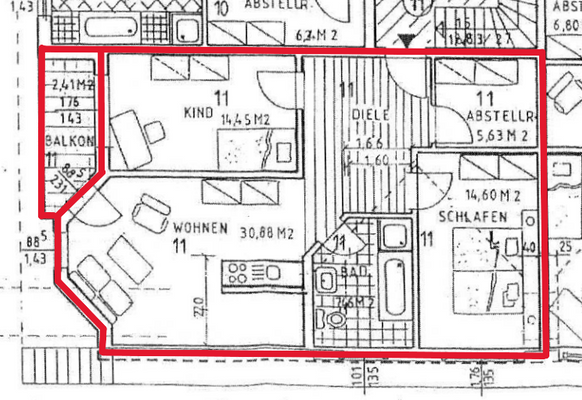 Grundriss Wohnung DG