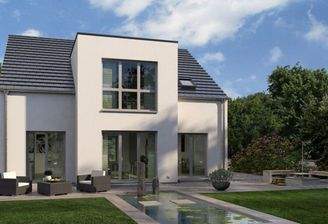 Prestige 3 Aussenansicht Garten Zwerchgiebel Flachdach