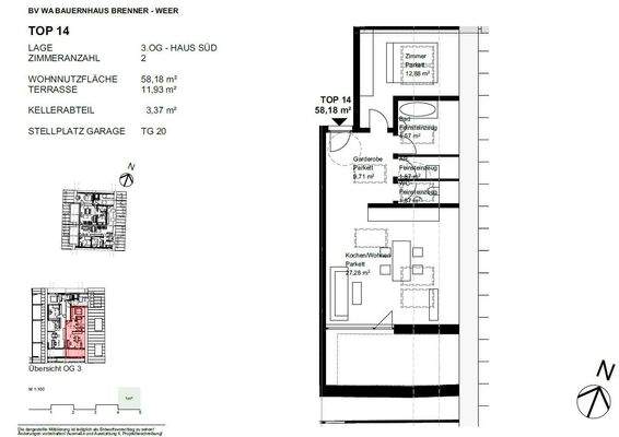 Verfügbare 2 Zimmer Wohnung Top 14