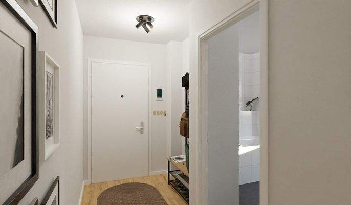 Der Eingangsbereich bietet Raum für Garderobe und 